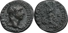 ANCIENT COINS Roman Imperial, Trajan, As Porous surface.Roman ImperialTrajan (98-117), As 99-100, Rome mint Obverse: laureate head rightIMP CAES NERVA TRAIAN AVG GERM P MReverse: Victory walking left,