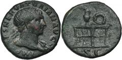 ANCIENT COINS Roman Imperial, Trajan, SemisRare emission of Trajan with a very interesting type of reverse.Roman ImperialTrajan (98-117), Semiss 114-117, Rome mint Obverse: laureate head rightIMP CAES