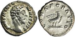 ANCIENT COINS Roman Imperial, Marcus Aurelius, Posthumous DenariusRoman Imperial Marcus Aurelius (161-180), Posthumous Denarius 180, Rome mintObverse: bare head right DIVVS M ANTONINVS PIVS Reverse: E