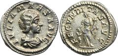 ANCIENT COINS Roman Imperial, Julia Maesa, DenariusRoman ImperialJulia Maesa (218-224, grandmother of Elagabal and Alexander Severus), Denarius, Rome mintObverse: bust of Julia facing rightIVLIA MAESA