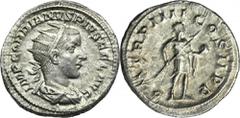 ANCIENT COINS Roman Imperial, Gordian III, AntoninianusRoman ImperialGordian III (238-244), Antoninianus 241-243, Rome mint Obverse: radiate, draped and cuirassed bust rightIMP GORDIANVS PIVS FEL AVGR