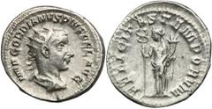 ANCIENT COINS Roman Imperial, Gordian III, AntoninianusRoman ImperialGordian III (238-244), Antoninianus 243-244, Rome mint Obverse: radiate, draped and cuirassed bust rightIMP GORDIANVS PIVS FEL AVGR