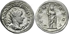ANCIENT COINS Roman Imperial, Gordian III, AntoninianusRoman ImperialGordian III (238-244), Antoninianus 243-244, Rome mint Obverse: radiate, draped and cuirassed bust rightIMP GORDIANVS PIVS FEL AVGR