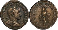 ANCIENT COINS Roman Imperial, Gordian III, Sestertius Corroded surface.Roman Imperial Gordian III (238-244), Sestertius 238-239, Rome mint Obverse: laureate, draped and cuirassed bust rightIMP GORDIAN