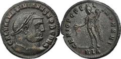 ANCIENT COINS Roman Imperial, Galerius, FollisRoman Imperial Galerius (305–311), Follis 296-297, Heraclea mint Obverse: laureate head right GAL VAL MAXIMIANVS NOB CAESReverse: Genius standing left, ho