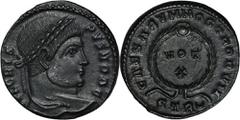 ANCIENT COINS Roman Imperial, Crispus, FollisRoman Imperial Crispus (317-326), Follis 323-324, Trier mint Obverse: laureate head rightIVL CRISPVS NOB CReverse: VOT X within wreath, STR crescent in exe