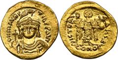 ANCIENT COINS Byzantine Empire, Maurice Tiberius, Solidus Extremely fine coin with great eye appeal.Byzantine Empire Maurice Tiberius (582-602), Solidus, Constantinople mintObverse: bust of Emperor wi