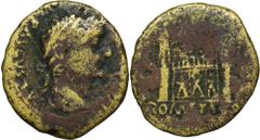 ANCIENT COINS Roman Imperial, Tiberius, AsRare bronze coin minted in Lugdunum mint.R4 in Roman Imperial Coinage catalogue. Roman Imperial Tiberius (14-37), As 8-14, Lugdunum mint Obverse: laureate hea