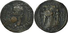 ANCIENT COINS Roman Imperial, Caligula, SestertiusRare sestertius with sisters of emperor Caligula.Patched hole. Roman Imperial Caligula (37-41), As 37-38, Rome mint Obverse: bare head leftC CAESAR AV