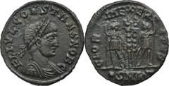 ANCIENT COINS Roman Imperial, Constans, Follis - UNLISTED, •SMKΓVery rare follis of Constans as ceasar. In Roman Imperial Coinage there is not a variety with this officina. Roman ImperialConstans (337