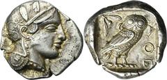 PREMIUM ANCIENT AND WORLD COINS Greece, Attica, Athens, TetradrachmGreeceAttica, Athens, Tetradrachm 454-404 BCObverse: head of Athena in the helmet facing rightReverse: owl standing to the right, wit
