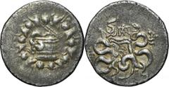 ANCIENT COINS Greece, Mysia, Pergamon, Cistophoric TetradrachmGreece Mysia, Pergamon, Cistophoric Tetradrachm circa 166-67 BCObverse: serpent emerging from cista mystica, the whole within wreathRevers