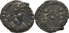 ANCIENT COINS Roman Imperial, Constans, FollisRoman ImperialConstans (337-350), Follis 347-348, Trier mintObverse: pearl diademed, draped, cuirassed bust rightDN CONSTANS PF AVGReverse: Two Victories 