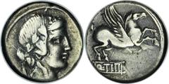 ANCIENT COINS Roman Republic, Titius, Denarius 90 BCNice denarius minted in Rome in 90 BC by one of the monetary triumvirs, Quintus Titius. The offered denarius was minted after the first victories in