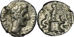 ANCIENT COINS Roman Imperial, Octavian Augustus, QuinariusInteresting Octavian's Augustus quinarius commemorated captured the province from the forces of Mark Antony. Roman Imperial Octavian Augustus 