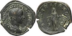 ANCIENT COINS Roman Imperial, Gordian III, SestertiusRoman Imperial Gordian III (238-244), Sestertius 238-239, Rome mint Obverse: laureate, draped and cuirassed bust rightIMP GORDIANVS PIVS FEL AVGRev