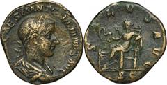 ANCIENT COINS Roman Imperial, Gordian III, SestertiusRoman Imperial Gordian III (238-244), Sestertius 238-239, Rome mint Obverse: laureate, draped and cuirassed bust rightIMP CAES M ANT GORDIANVS AVGR