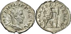 ANCIENT COINS Roman Imperial, Philip I, AntoninianusRoman Imperial Philip I Arab (244-249), Antoninian 247-249, Rome mint Obverse: radiate, draped bust right IMP PHILIPPVS AVG Reverse: Roma seated lef