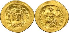 ANCIENT COINS Byzantine Empire, Justin II, Solidus Attractive coin that exhibits plenty of mint luster.Byzantine Empire Justin II (565–578), Solidus, Constantinople mint Obverse: helmeted and cuirasse