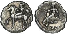Greece Greece, Calabria, Tarentum, NomosPleasant didrachm (sometimes also called a nomos) minted in Tarentum - one of the most important poles in Calabria - between 281 and 272 BC. Greece, Calabria Ta