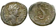 Roman Provincial Roman Provincial, Egypt, Alexandria, Trajan, Tetradrachm - RAREVery interesting and rare Trajan's tetradrachm depicting the serpent Agathodaimon, who was considered 'good spirit', dei