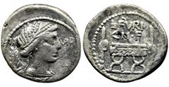 Roman Republic Roman Republic, Furius Brocchus, DenariusRoman RepublicL. Furius Brocchus (63 BC), Denarius 63 BC, Rome mint Obverse: head of Ceres right, flanked by corn and barley ears Reverse: curul