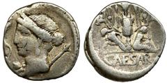 Roman Republic Roman Republic, Julius Caesar, DenariusRoman RepublicJulius Caesar (47-46 BC), Denarius 46-45 BC, military mint traveling with Caesar in SpainObverse: Venus head facing left with a flow