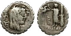 Roman Republic Roman Republic, Postumius Albinus, Denarius serratusThe offered denarius was minted in 81 BC, in which Sulla, after finally defeating the populists commanded by Gaius Marius, seizing Ro