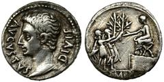 Roman Imperial Roman Imperial, Octavian Augustus, Denarius - VERY RAREVery rare denarius, minted to mark Augustus the title of Imperator Decimum (IMP X), in honor of the victory of the Roman legions i