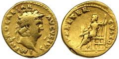 Roman Imperial Roman Imperial, Nero, Aureus - RARERare Nero aureus with the portrayal of Jupiter as the Guardian (CVSTOS), commemorating Nero's protection from the plot of Gaius Calpurnius Piso. Roman
