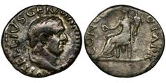 Roman Imperial Roman Imperial, Vitellius, Denarius - RARERare denarius of Vitellius, one of the shorter reigning emperors. He ruled only less than 12 months.Roman Empire Vitellius (69), Denarius 69, R