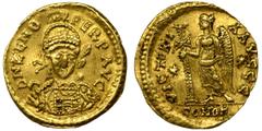 Roman Imperial Roman Imperial, Zeno, Solidus - RAREZeno's rare solidus with asterisks in both fields on the reverse. On Coinarchives, we only found 9 records for this coin.Roman Imperial Zeno (474-491