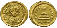 Byzantine Empire Cesarstwo Bizantyjskie, Tyberiusz II Konstantyn, Solidus - RZADKIPiękna i bardzo rzadko spotykana moneta, wyjęta ze slabu NGC 3819010‐011, z bardzo wysoką notą Ch MS 5/5, 5/5. Monety 