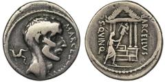 ANCIENT COINS Roman Republic, Cn. Cornelius Lentulus, DenariusRoman Republic P. Cornelius Lentulus Marcellinus, Denarius 50 BC, Rome mint Obverse: consul's head facing right, triskeles on the sides an