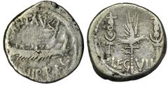 ANCIENT COINS Roman Republic, Marc Antony, DenariusLegionnaire emission. Legio VII have been disbanded, and its troops either retired or merged with Octavian's legions following the latter's reformati