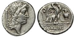 ANCIENT COINS Roman Republic, Q. Cassius Longinus, DenariusRoman Republic Q. Cassius Longinus (55 BC), Denarius, Rome mint Obverse: head of Genius Populi Romani facing right, scepter on the left Rever