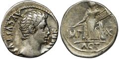 ANCIENT COINS Roman Imperial, Octavian Augustus, DenariusRoman ImperialOctavian Augustus (27 BC-14 AD), Denarius 15-13 BC, Lugdunum (Lyon) mint Obverse: head of August facing rightAVGVSTVS DIVI FRever