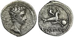 ANCIENT COINS Roman Imperial, Octavian Augustus, DenariusEx Roma Numismatics, E-Sale 22, 2015. Roman ImperialOctavian Augustus (27 BC-14 AD), Denarius 20-19 BC, Spanish mint (Colonia Patricia?)Obverse