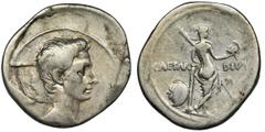 ANCIENT COINS Roman Imperial, Octavian Augustus, Denarius - RARERare Octavian denarius with Venus on the reverse. This performance conveyed the message that Octavian has a divine heritage and is the t