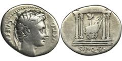 ANCIENT COINS Roman Imperial, Octavian Augustus, Denarius - RAREEx Roma Numismatics, E-Sale 22, 2015. Roman ImperialOctavian Augustus (27 BC-14 AD), Denarius 18 BC, Spanish mint (Colonia Patricia?)Obv