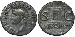 ANCIENT COINS Roman Imperial, Octavian Augustus, DupondiusPosthumous issue, minted by Tiberius. Roman Imperial Octavian Augustus (27 BC-14 AD), Dupondius 22-30 AD, Rome mint Obverse: radiate head left