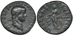 ANCIENT COINS Roman Imperial, Galba, As - RARERare Galba as, rarer with the head on the obverse than the varieties with a draped bust. This type is minted upon Galba's arrival in Rome. It commemorates