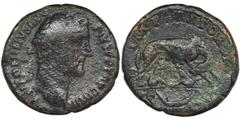 ANCIENT COINS Roman Imperial, Antoninus Pius, AsRoman ImperialAntoninus Pius (138-161), As, Rome mint Obverse: laureate head rightANTONINVS AVG PIVS P P TR P COS IIIReverse: shewolf standing right, su