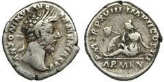ANCIENT COINS Roman Imperial, Marcus Aurelius, DenariusRoman Imperial Marcus Aurelius (161-180), Denarius 163-164, Rome mint Obverse: laureate head right ANTONINVS AVG ARMENIACVS Reverse: personificat