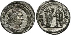 ANCIENT COINS Roman Imperial, Valerian I, Antoninianus - RARERare propaganda antoninianus of Valerian I. The reverse of this coin depicts Valerian as accepting the submission of the East by handing hi