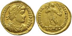 ANCIENT COINS Roman Imperial, Valentinian I, SolidusGraffiti on the reverse. Roman Imperial Valentinian I (364-375), Solidus 364-367, Antioch mint Obverse: pearl diademed, draped, and cuirassed bust r