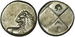 ANCIENT COINS Greece, Thracian Chersonesos, Hemidrachm - VERY RAREVery rare hemidrachm with shell on the reverse.Greece Thracian Chersonesos, Hemidrachm 386-338 pneObverse: forepart of lion to right, 