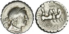 ANCIENT COINS Roman Republic, C. Naevius Balbus, Denarius serratusRoman RepublicC. Naevius Balbus (79 BC), Denar serratus 79 BC, Rome mint Obverse: diademed head of Venus right, S C behindReverse: Vic