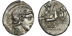 ANCIENT COINS Roman Republic, C. Vibius C.f. Pansa, DenariusNon centrically minted but very well preserved specimen. Roman Republic C. Vibius C.f. Pansa (90 BC), Denarius 90 BC, Rome mintObverse: laur