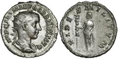 ANCIENT COINS Roman Imperial, Gordian III, AntoninianusRoman ImperialGordian III (238-244), Antoninianus 238-239, Rome mint Obverse: radiate, draped and cuirassed bust rightIMP CAES M ANT GORDIANVS AV